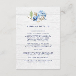 Rustikale Wasserfarben Hydrangea Hochzeit Details Begleitkarte