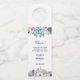 Rustikale Wasserfarben-Hydrangea-Hochzeit Flaschenanhänger