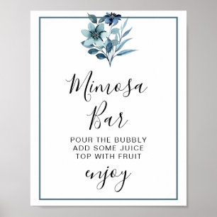 Rustikale Wasserfarben-Illustration Blaues Blumenb Poster