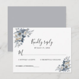 rustikale Wasserfarben-Illustration einer Blume  RSVP Karte