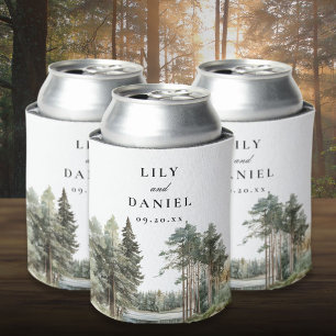 Rustikale Wasserfarben-Lakeland-Wald-Hochzeit Dosenkühler