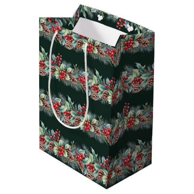 Rustikale Wasserfarben-Rand Mittlere Geschenktüte (Rückseite Schrägansicht)
