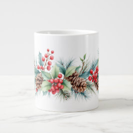 Rustikale Wasserfarben-Randgestaltung Jumbo-Tasse