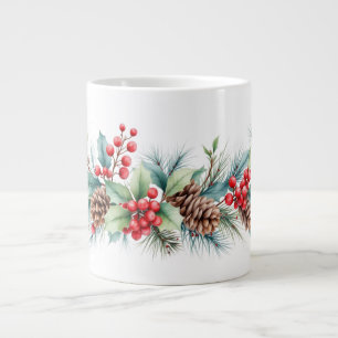 Rustikale Wasserfarben-Randgestaltung Jumbo-Tasse