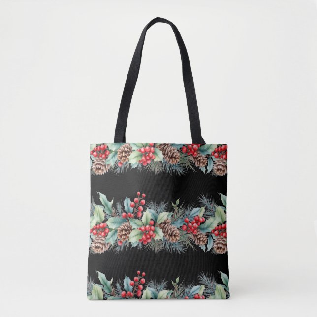 Rustikale Wasserfarben-Randgestaltung Tasche (Vorderseite)