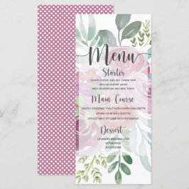 Rustikale Wasserfarben Rose & Burgund Hochzeit Menükarte