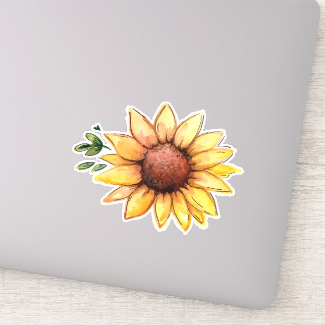 Rustikale Wasserfarben-Sonnenblume Aufkleber (Detail)