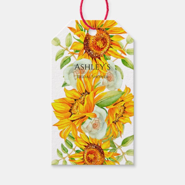 Rustikale Wasserfarben Sonnenblumen Brautparty Ges Geschenkanhänger (Vorderseite)