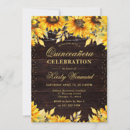 Rustikale Wasserfarben Sonnenblumen Quinceanera Einladung