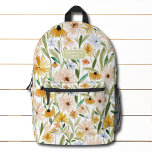 Rustikale Wasserfarben Wilde Blume Personalisierte Bedruckter Rucksack<br><div class="desc">Rustikale Watercolor Wild Blume Personalisiert Name Rucksack bietet ein modernes Aquarellmuster in Orange,  Rosa,  Blau und Grün mit Ihrem personalisierten Namen,  Monogramm oder Text. Ideal für Schule,  Sport,  Gymnastik,  Reisen und vieles mehr. Entworfen von ©Evco Studio www.zazzle.com/store/evcostudio</div>