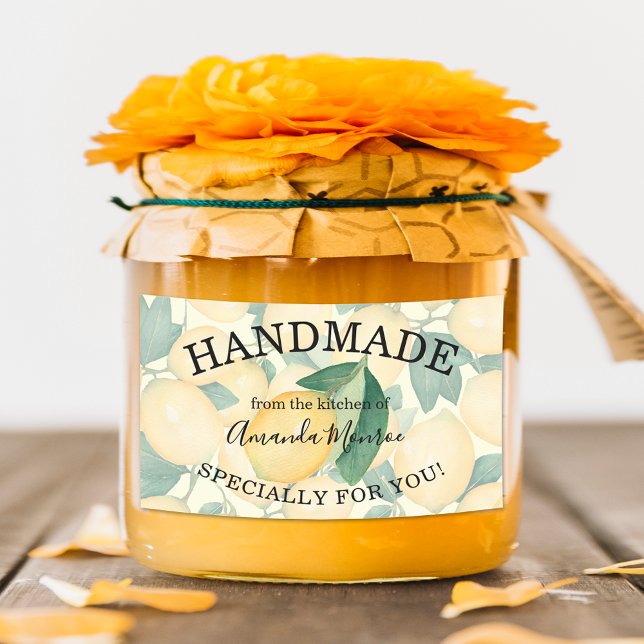 Rustikale Wasserfarben-Zitronen und Blätter HANDMA Rechteckiger Aufkleber (Rustic watercolor lemons and leaves personalized HANDMADE for you rectangular stickers)