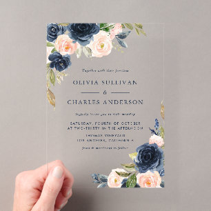 Rustikale Wasserfarbenblüte und Hochzeiten von Blu Acryleinladungen