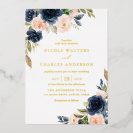 Rustikale Wasserfarbenblüte und Hochzeiten von Blu Folieneinladung