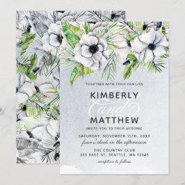 Rustikale Wasserfarbeneis Blaue Blütenblütenhochze Einladung