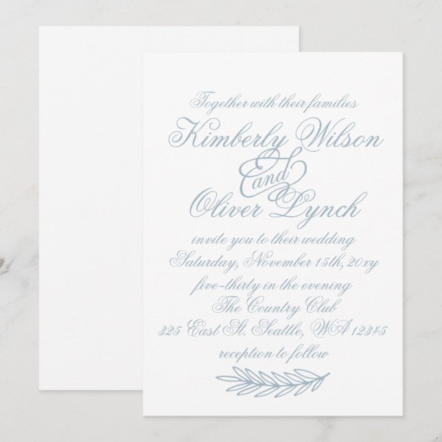 Rustikale Wasserfarbenfrohe Hochzeit mit Blauer Na Einladung (Vorne/Hinten)