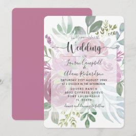 Rustikale Wasserfarbenfrohe Rose Blumenzehen Einladung