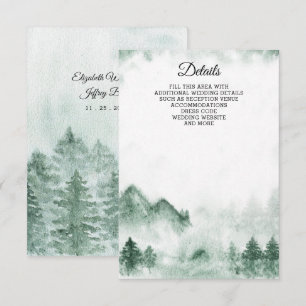 Rustikale Wasserfarbengebirge Pine Winter Wedding Begleitkarte