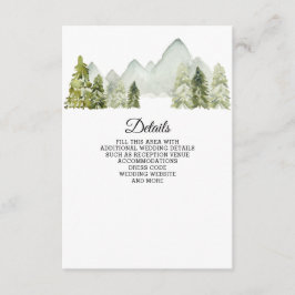 Rustikale Wasserfarbengebirge Pine Winter Wedding Begleitkarte