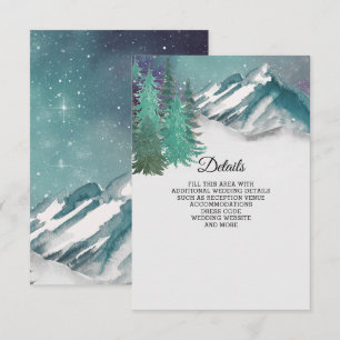 Rustikale Wasserfarbengebirge Pine Winter Wedding Begleitkarte