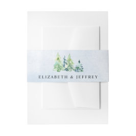 Rustikale Wasserfarbengebirge Pine Winter Wedding Einladungsbanderole