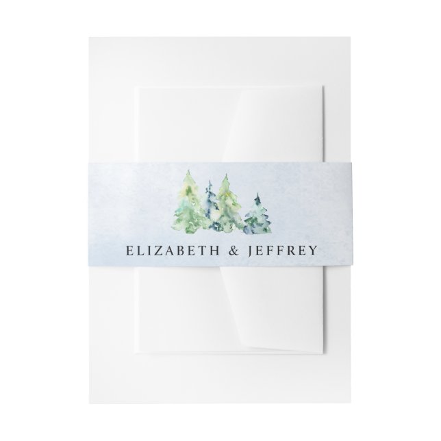 Rustikale Wasserfarbengebirge Pine Winter Wedding Einladungsbanderole (Vorderseite Beispiel)