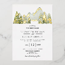 Rustikale Wasserfarbengebirge Pine Winter Wedding