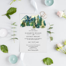 Rustikale Wasserfarbengebirge Pine Winter Wedding