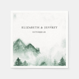 Rustikale Wasserfarbengebirge Pine Winter Wedding Serviette