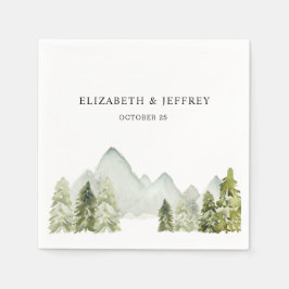 Rustikale Wasserfarbengebirge Pine Winter Wedding Serviette