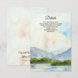Rustikale Wasserfarbengebirge Winterhochzeit am Se Begleitkarte