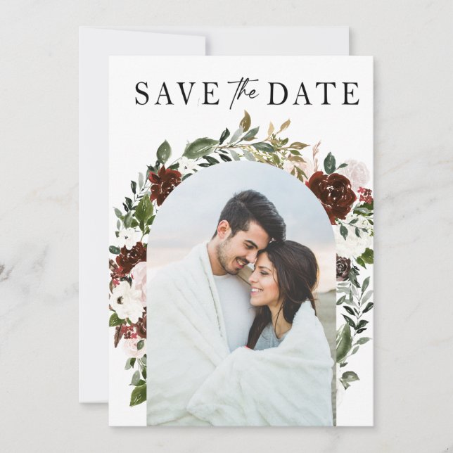 Rustikale Wasserfarbengeometrische Hochzeit Save The Date (Vorderseite)