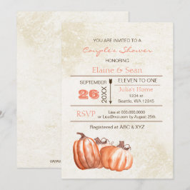 Rustikale Wasserfarbenkürbis fallen Brautparty Einladung