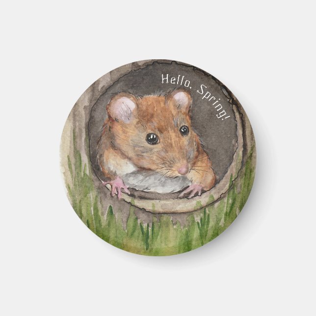 Rustikale WasserfarbenMaus Magnet (Vorne)