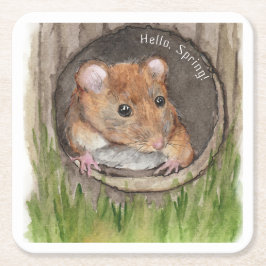 Rustikale WasserfarbenMaus Rechteckiger Pappuntersetzer