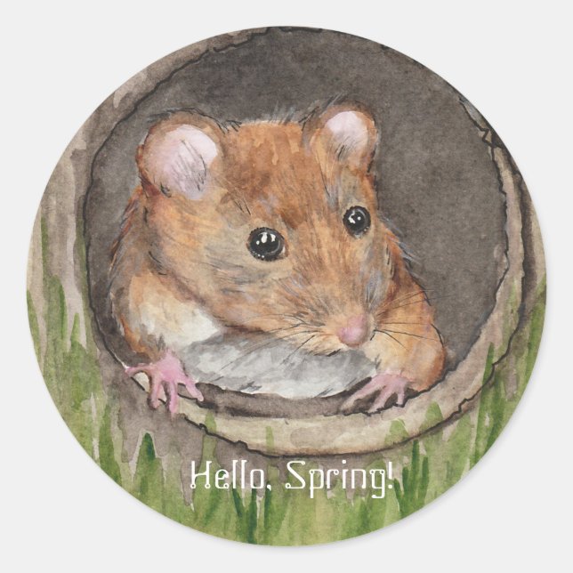 Rustikale WasserfarbenMaus Runder Aufkleber (Vorderseite)
