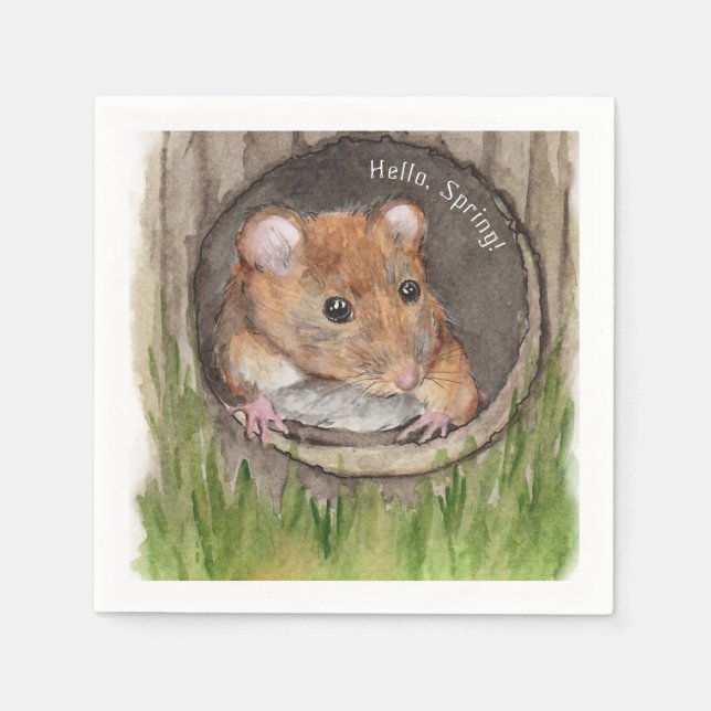 Rustikale WasserfarbenMaus Serviette (Vorderseite)