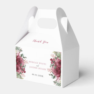Rustikale Wasserfarbenpastel Maroon Bloom Wedding Geschenkschachtel