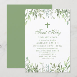 Rustikale Wasserfarbenwelt Blumenwelt Erste Kommun Einladung