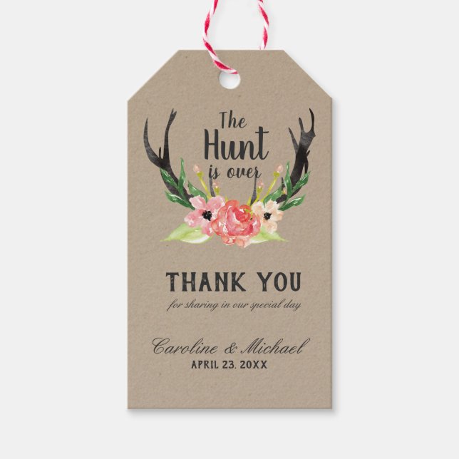 Rustikale Wasserfarbenwelt Boho Hunt ist über Hoch Geschenkanhänger (Vorderseite)