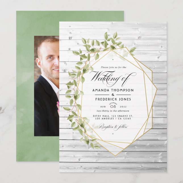 Rustikale Wasserfarbenwelt Geometrische Hochzeit Einladung (Vorne/Hinten)