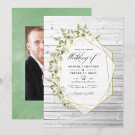 Rustikale Wasserfarbenwelt Geometrische Hochzeit Einladung