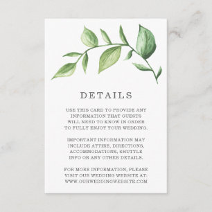 Rustikale Wasserfarbenwelt Sprig Wedding Details Begleitkarte