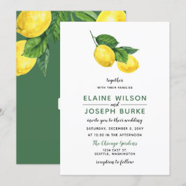 Rustikale Wasserfarbenzitrus Lemon Hochzeit Einladung