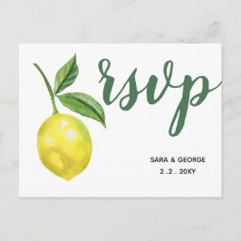 Rustikale Wasserfarbenzitrus Lemon Wedding RSVP Ca Einladungspostkarte