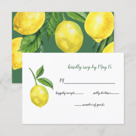 Rustikale WasserfarbeZitrus Lemon Hochzeit RSVP Karte