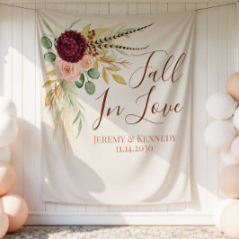 Rustikale Watercolor Fall Blumenhochzeit Hintergru Wandteppich