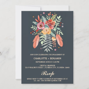 Rustikale Watercolor Floral Boho Engagement Party Einladung