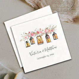 Rustikale Watercolor Floral Lantern Hochzeit Serviette