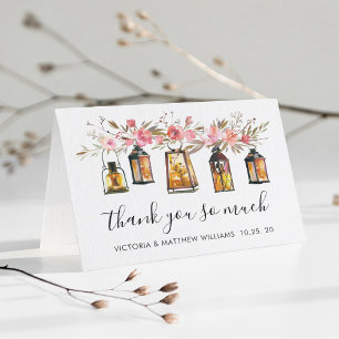Rustikale Watercolor Floral Lantern Hochzeit Viele Dankeskarte