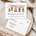 Rustikale Watercolor Floral Lantern Hochzeit Viele Postkarte<br><div class="desc">Diese Hochzeit Dankeschön Postcard bietet Wasserfarben rustikale Laternen,  Kerzen und rosa Blume. Für eine weiter gehende Anpassung dieses Designs klicken Sie bitte auf den Button "Anpassen". Matching-Elemente sind ebenfalls verfügbar.</div>